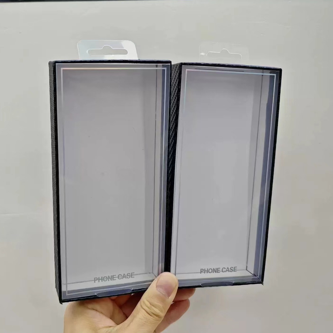 跨境电商平台热卖碳纤维纹路手机壳包装盒吸塑上盖手机壳包装盒