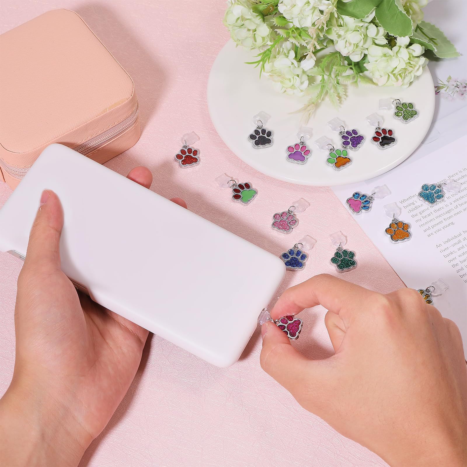 16 kombinasyon USB-c toz fişleri Kawaii Toz Fişi Charm, emaye kedi pençesi yeni stil
