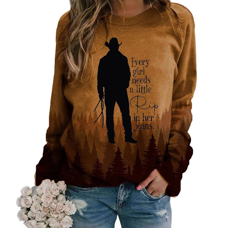 25 Years New Autumn and Winter Digital Printing Cross-Border Amazon Independent Station Women's Western Round Neck Sweatshirt Factory Direct Sale 25 Years New Autumn and Winter Digital Printing Cross-Border Amazon Independent Station Women's Western Round Neck Sweatshirt Factory Direct Sale