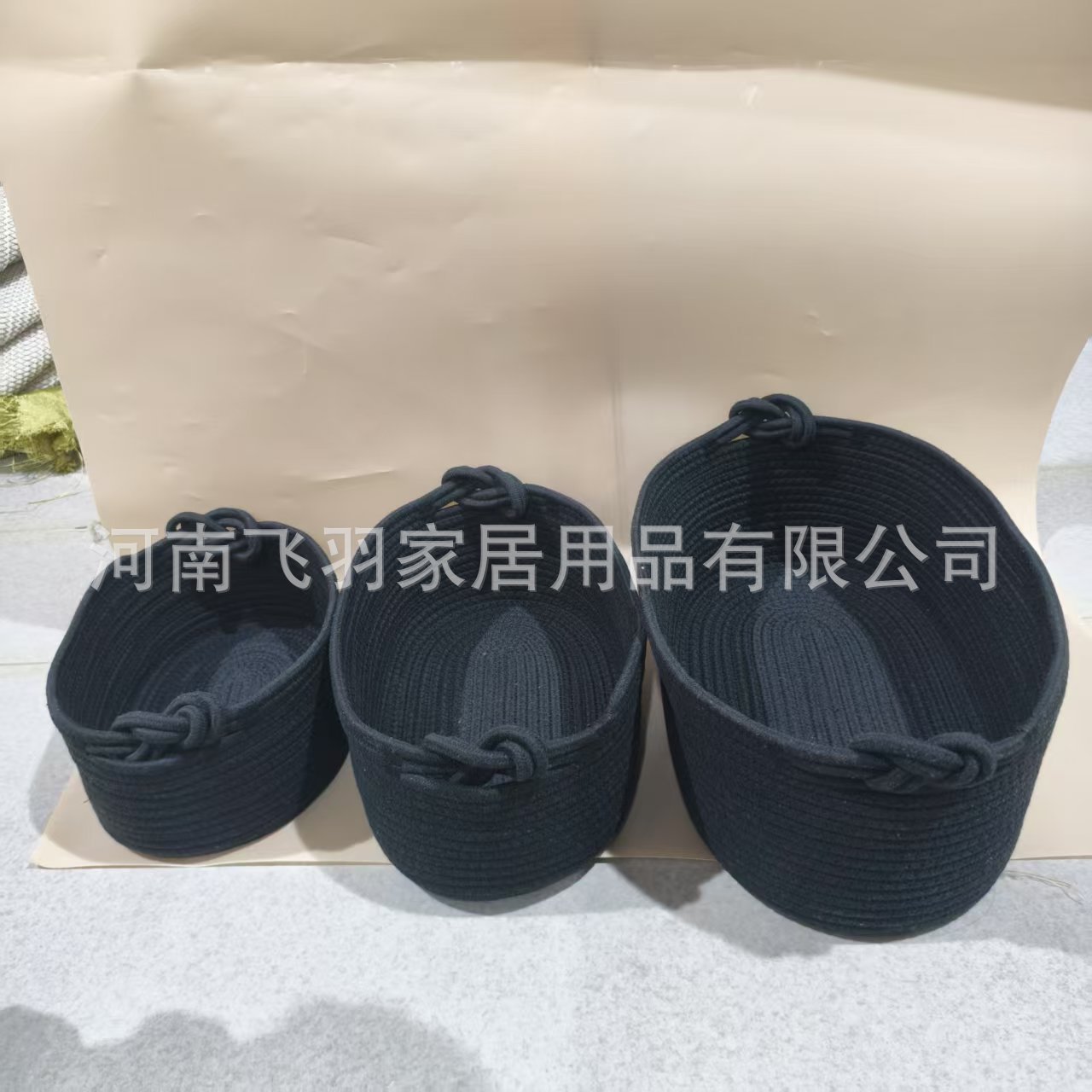 Fabricante de origen pegado nombre acompañante canasta de regalo de cuerda de algodón oval canasta de regalo de mango de torsión canasta de almacenamiento canasta decorativa