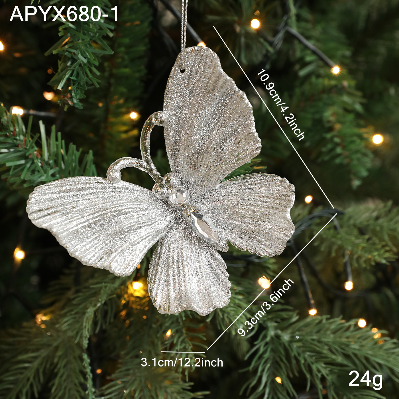 Diamante de mariposa plateada