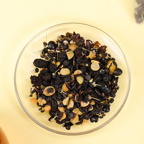 Wuhei Tea Volume Edition Black Beans, Black Rice, Mulberry, Black Sesame, Black Wolfberry Combination Scented Tea Triangular Pack Healthy Tea Wholesale