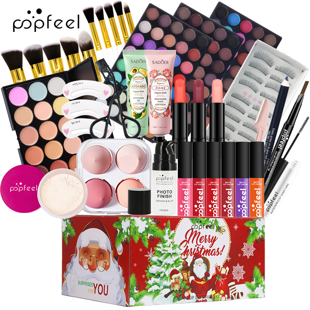 Set de Cosméticos Navideños POPFEEL, Maquillaje para Niñas, Actuación Navideña, Éxito de Ventas Transfronterizo, Sombras de Ojos Coloridas