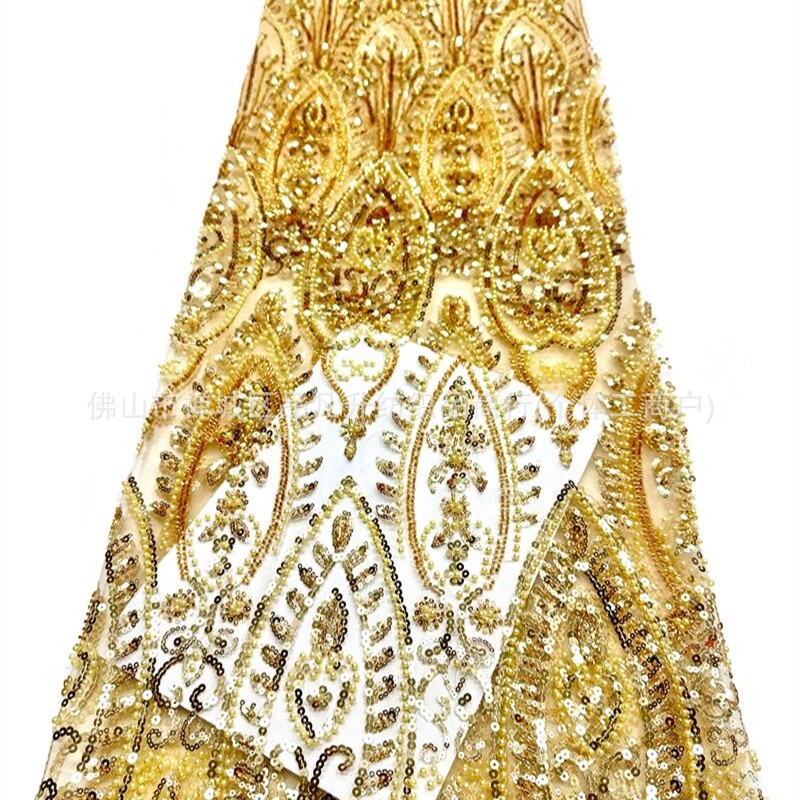 Tejido de boda de importación sequinilla tubo de perlas de bordado de computadora 130 ancho de stock rápido soporte de prueba