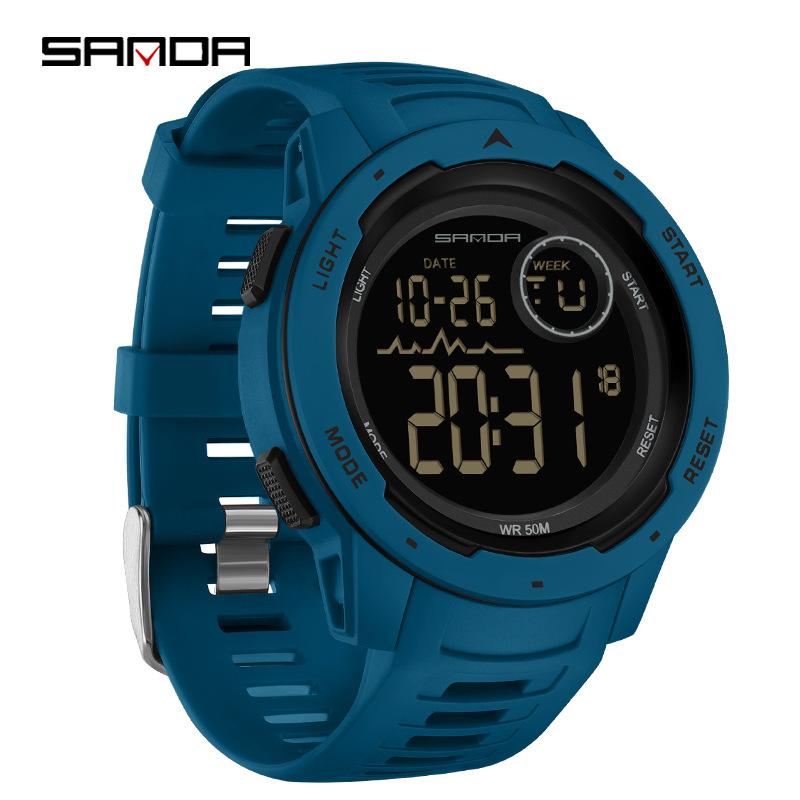 SANDA 2125 multifuncional electrónico impermeable deportes reloj de los hombres estudiante moda reloj de moda de los hombres