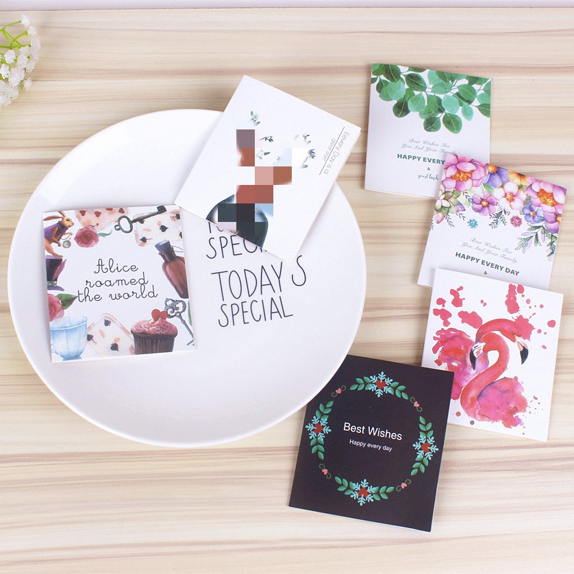 Tarjeta de felicitación mini creativa de dibujos animados lindo regalo de negocios tarjeta de felicitación bendición DIY tarjeta pequeña tarjeta de mensaje con sobre