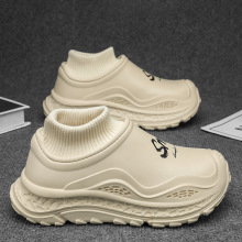 秋冬季新款棉拖鞋男士时尚印花居家户外保暖防水厚底情侣款雪地靴