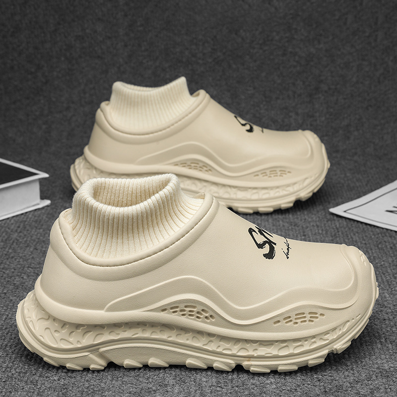 秋冬季新款棉拖鞋男士时尚印花居家户外保暖防水厚底情侣款雪地靴