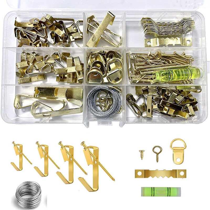 Cross-Border Supply of 221 Pieces of Picture Frame Hooks, Sawtooth Hanging Clips, Ring Accessories Set, Heavy-Duty Picture Hanging Kit Cross-Border Supply of 221 Pieces of Picture Frame Hooks, Sawtooth Hanging Clips, Ring Accessories Set, Heavy-Duty Picture Hanging Kit