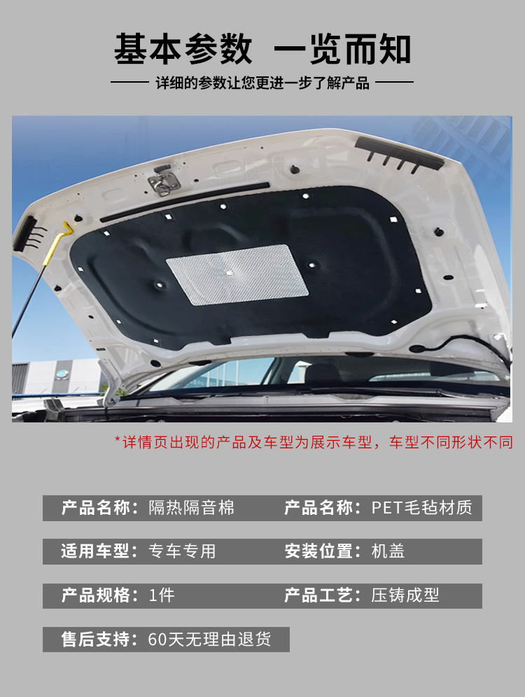 Suitable for Volkswagen Bora/Lavida/Sagitar/Lingdu/Weilin Hood Soundproofing Cotton Hood Insulation Cotton Modification