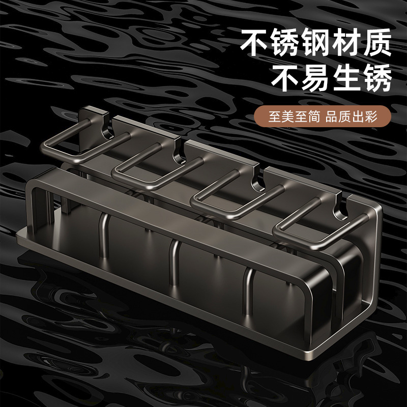 牙刷置物架轻奢卫生间免打孔壁挂式收纳架漱口杯挂架牙杯架子|undefined