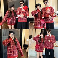 龙年亲子装秋冬毛衣2025新款红色婴儿一家三口针织衫母女拜年服潮