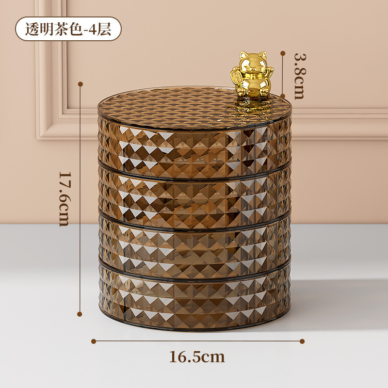 Placa de lujo ligera para el hogar sala de estar joyería caja de lápiz labial caja de almacenamiento cosméticos almacenamiento placas de almacenamiento giratorias