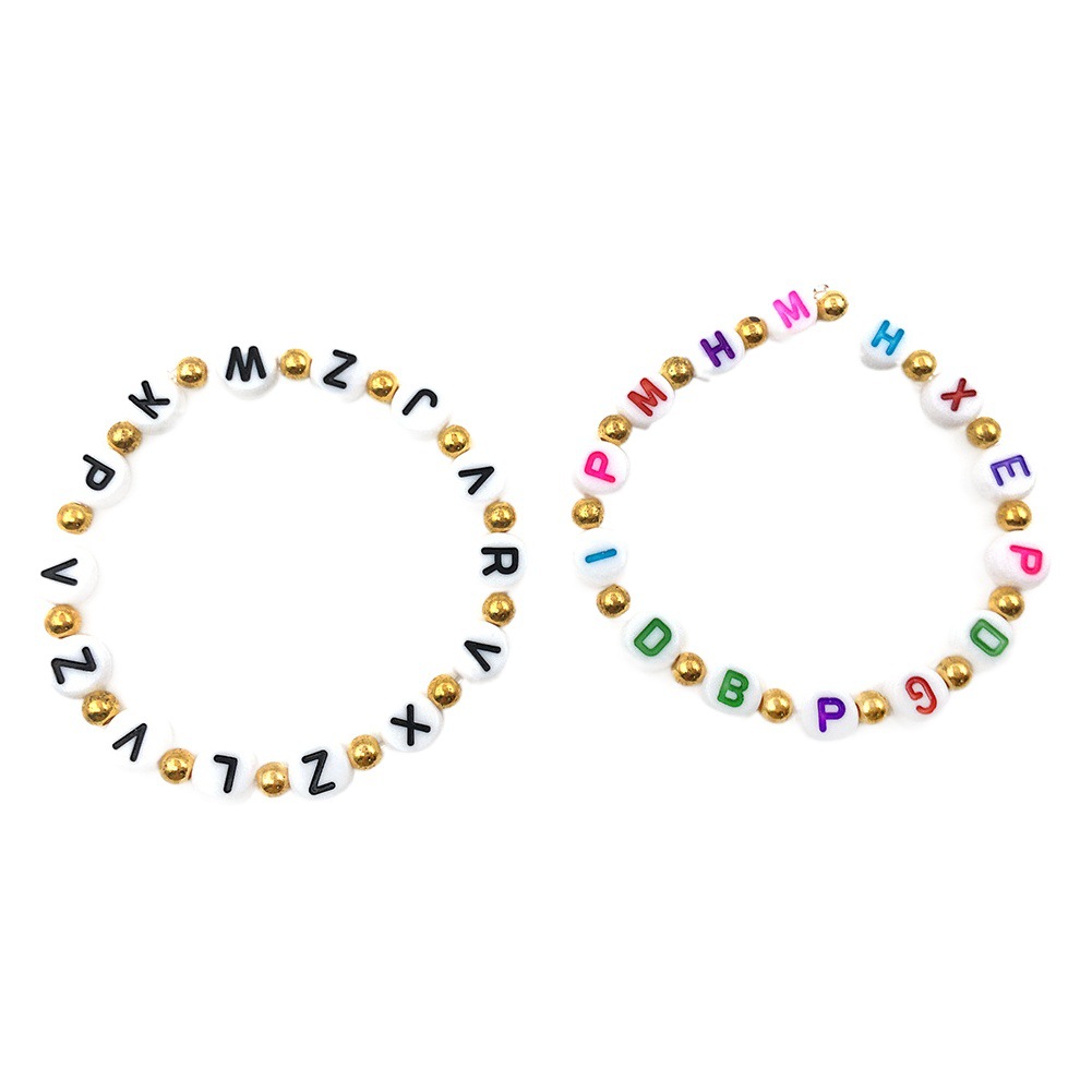 100 unids/pack de alta calidad ronda 7mm26 inglés granos color blanco y negro niños DIY hechos a mano