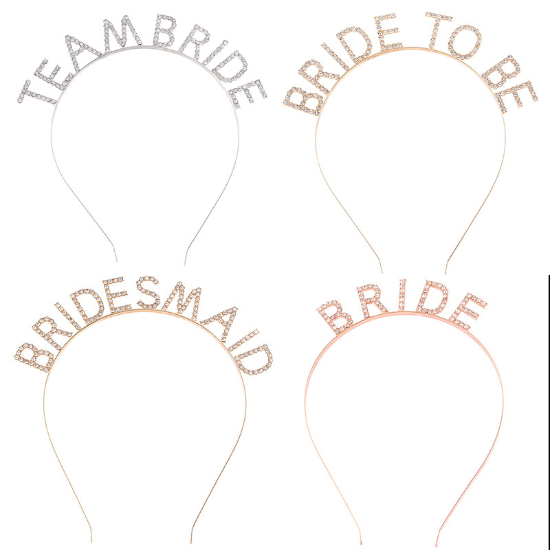 欧美婚礼新娘发饰发箍合金水晶钻BRIDE字母头饰团队伴娘头箍批发