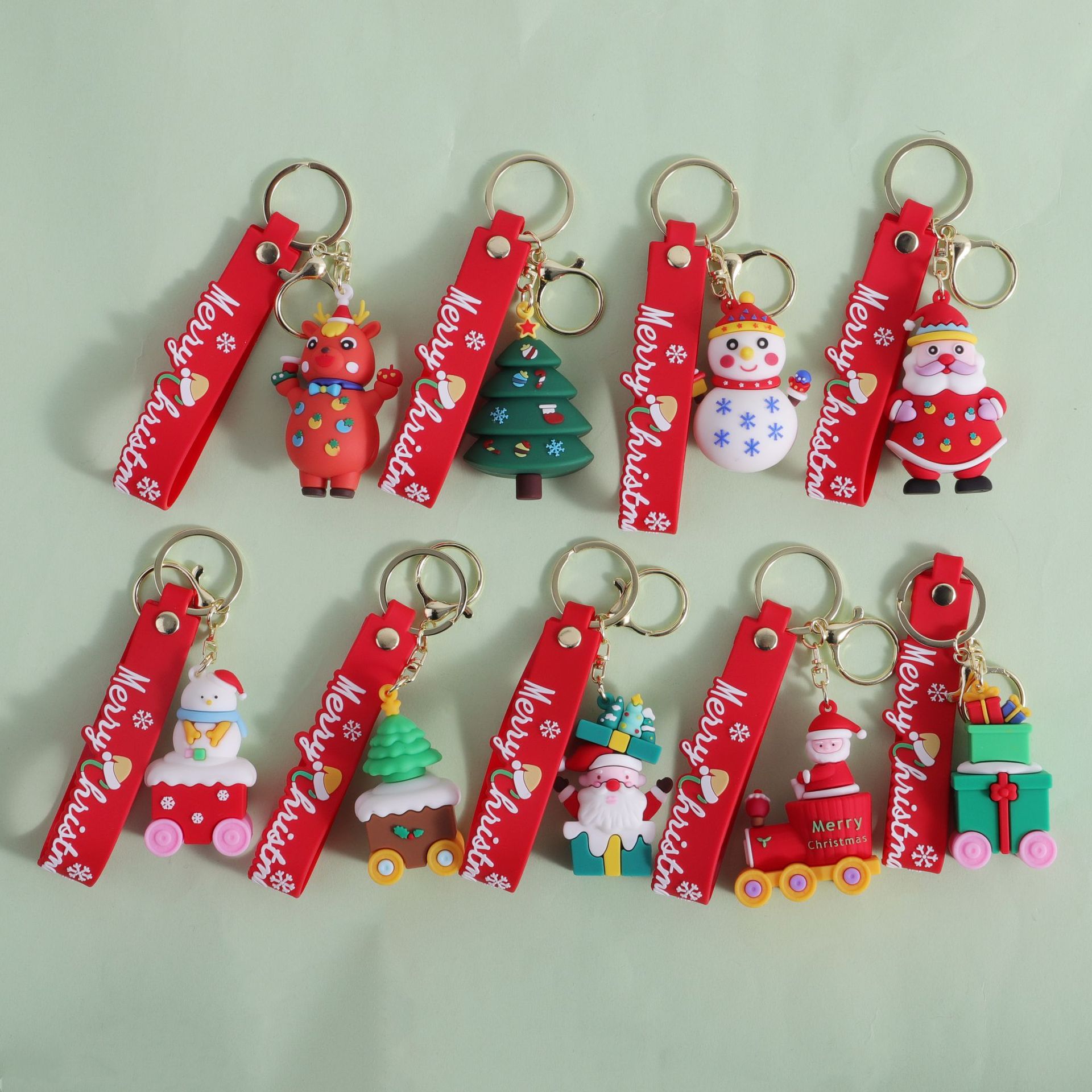 Nuevos productos transfronterizos Santa Claus llavero dibujos animados estilo lindo muñeco de nieve mochila alce colgante coche