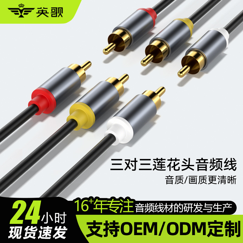 Three-to-three Rca Av Cable For Connecting Set-top Boxes, Dvd Players,...