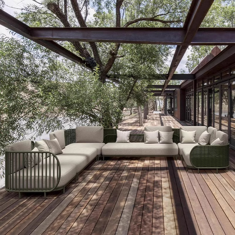 Combinación de sofá al aire libre patio al aire libre villa al aire libre sala de estar hotel famoso hotel club de ocio terraza sofá de caña