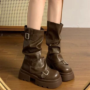Ботинки (Martens) полусапоги на платформе, демисезонные, стиль 2024, размеры 35–40