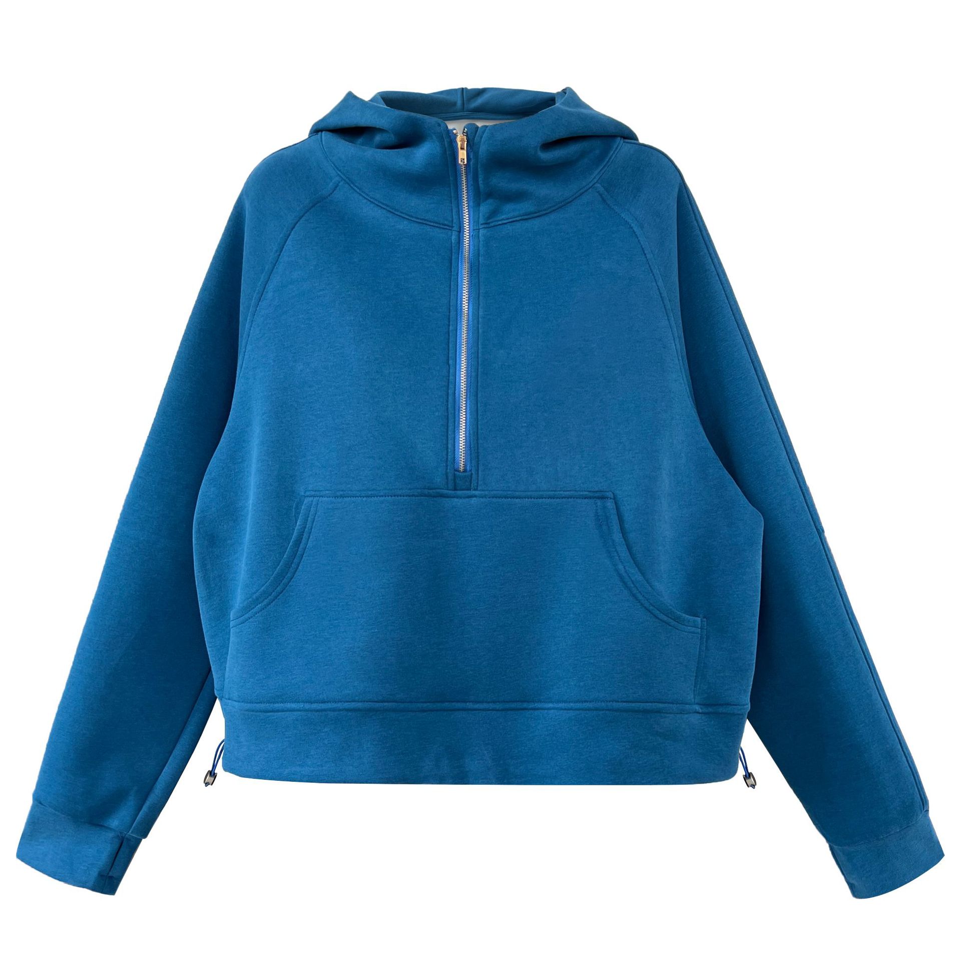 Idle Half Zipper Hooded Sweatshirt for Women Autumn Casual Design Blouse Coat