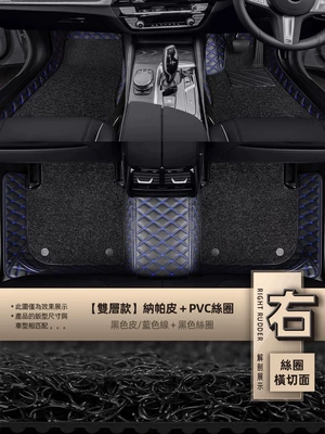 Floor Mats Double-Layer Wire Ring Modelə uyğun ayaqaltı - double-layer-silk-circle-black-leatherblue-thread-black-silk-circle