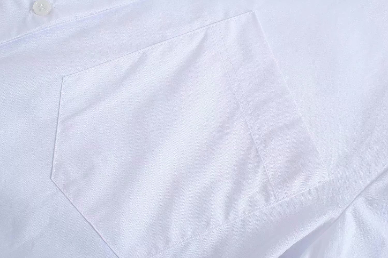 lapel pocket basic white shirt  NSAM33214