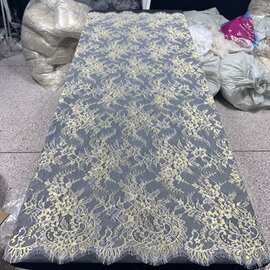 外贸新款金线3米大睫毛婚纱礼服网纱布面料厂家