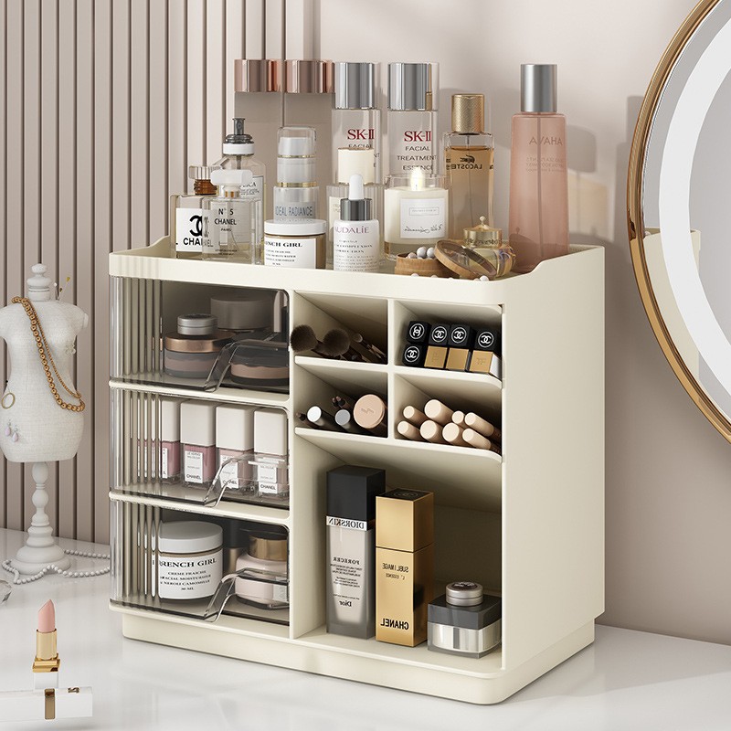 Mesa de maquillaje, mesas de cabezal de cama en un dormitorio, camerino de estilo de crema para niñas de almacenamiento simple, pequeño escritorio, pequeño camerino