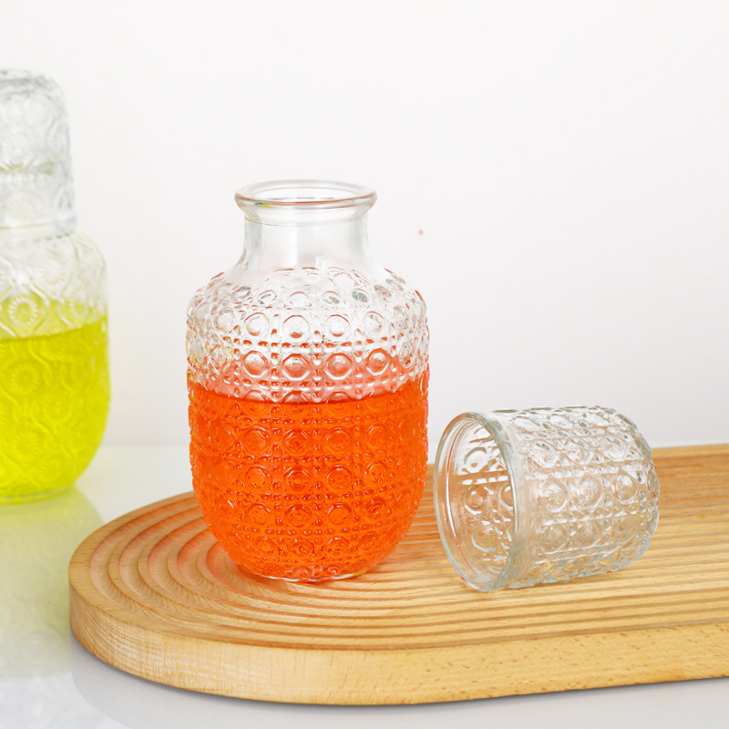 Conjunto de hervidor de vidrio en relieve francés con taza de agua de verano de gran capacidad de hervidor de agua fría doméstico conjunto de taza de una olla image 4