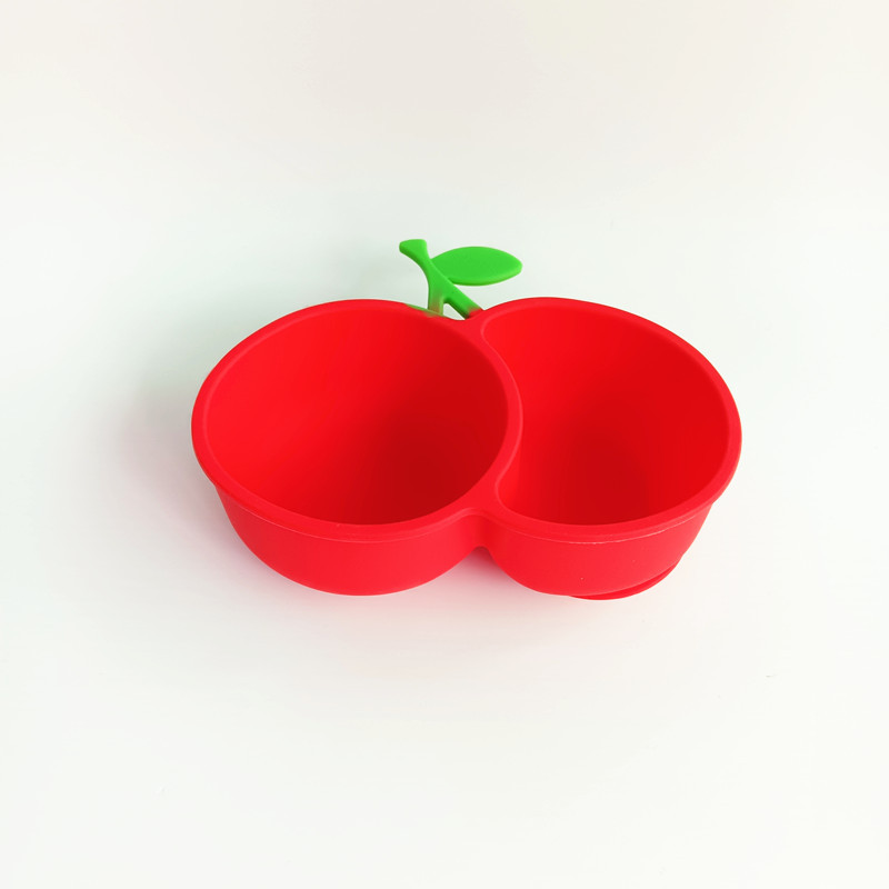 Nuevo creativo caja de inmersión dividida taza de salsa condimento ventosa poderosa para niños bolos de alimentos suplementarios lindos bolos de silicona de cereza