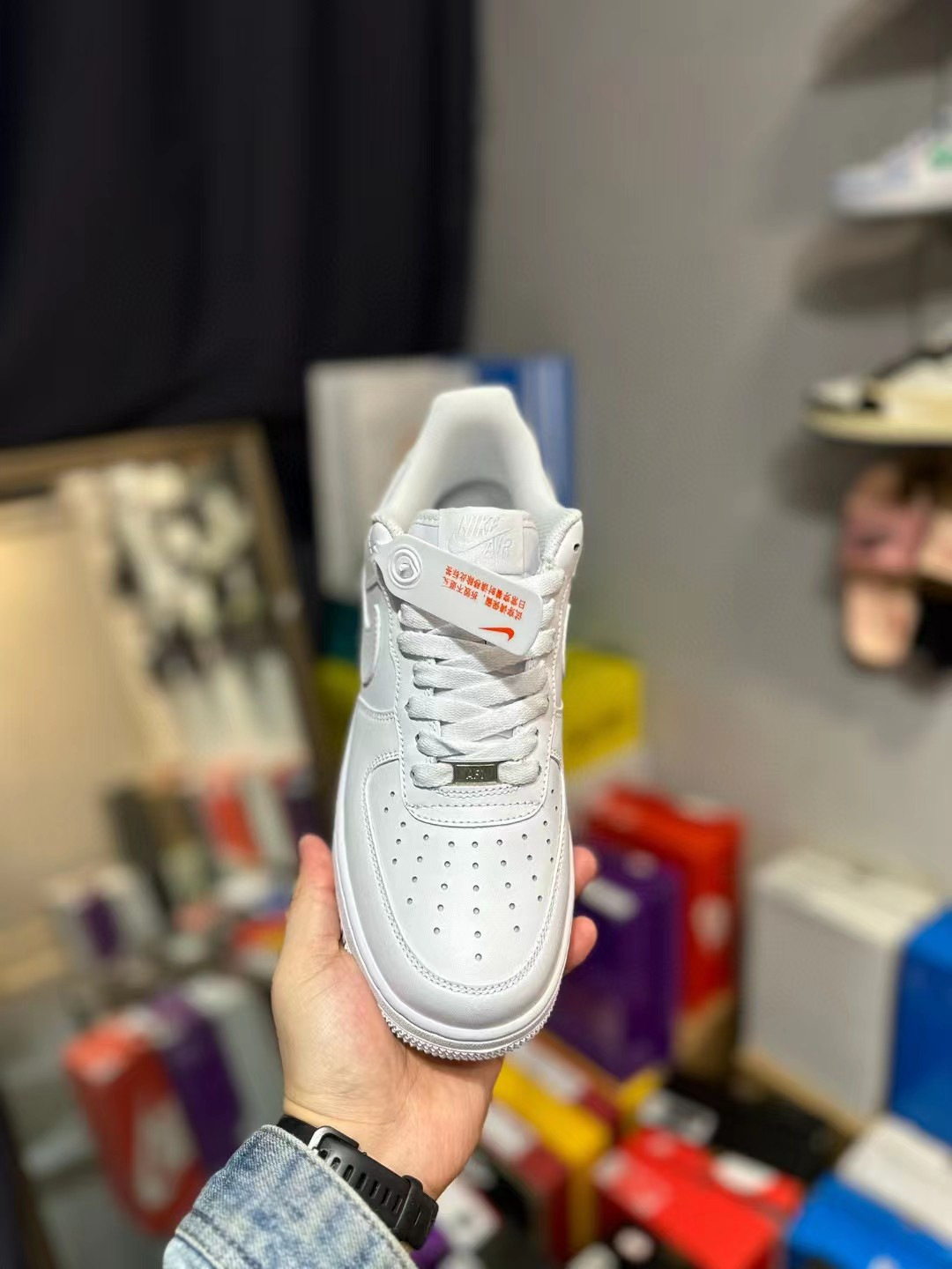 Zapatillas deportivas Air Force One blancas, piel de vaca de primera capa, zapatos de pareja clásicos bajos, AF1 Black Warrior