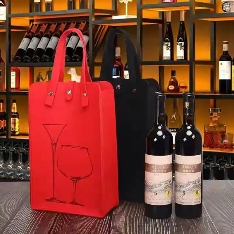 跨境热销毛毡红酒袋单双支葡萄酒礼品收纳袋手提酒水饮料礼品袋|undefined