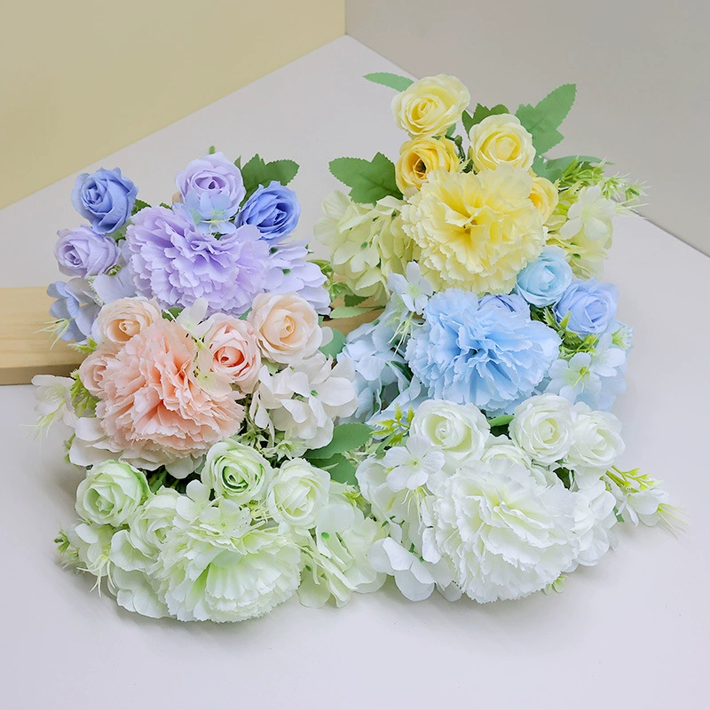 Искусственный цветок поддельный букет готовый 5 головок с розами для украшения дома свадебный ручной работы