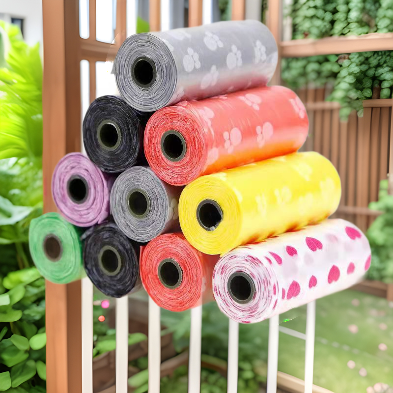 Pet Poop Picker Bag 15/Roll Plastic Garbage Bag Printed Toilet Picker Cat Dog Poop Toilet Bag/Cleaning Bag