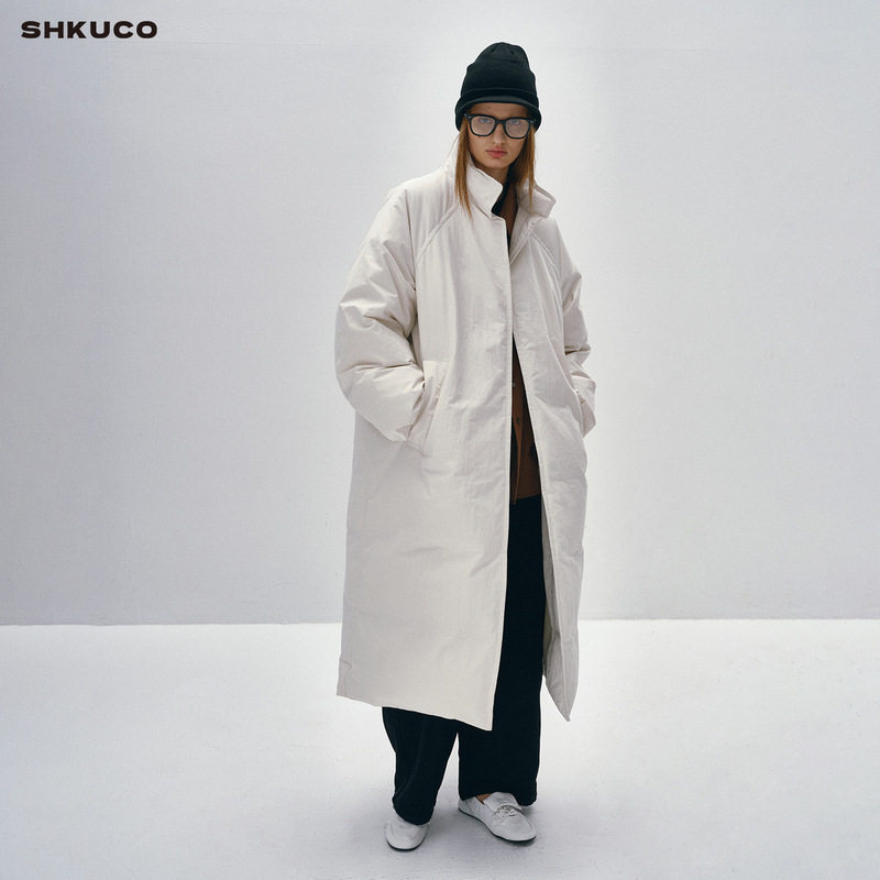 Down Jacket Over-The-Knee Long Style for Women, Extra Long, 2026 Winter New Korean Style, Elegant Stand Collar, White Duck Down, Thickened, Warm Coat