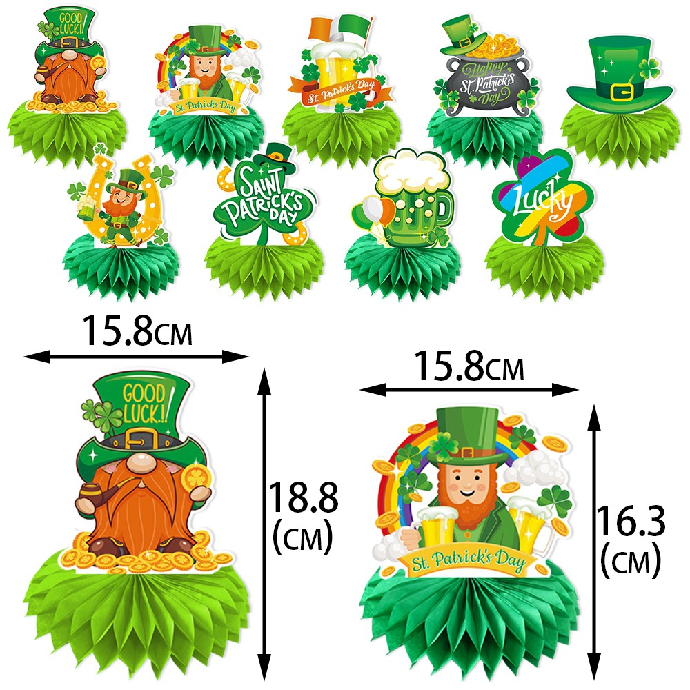 Nuevo día de San Patricio fiesta decoración de panal ornamentos día irlandés trébol de suerte panal tridimensional