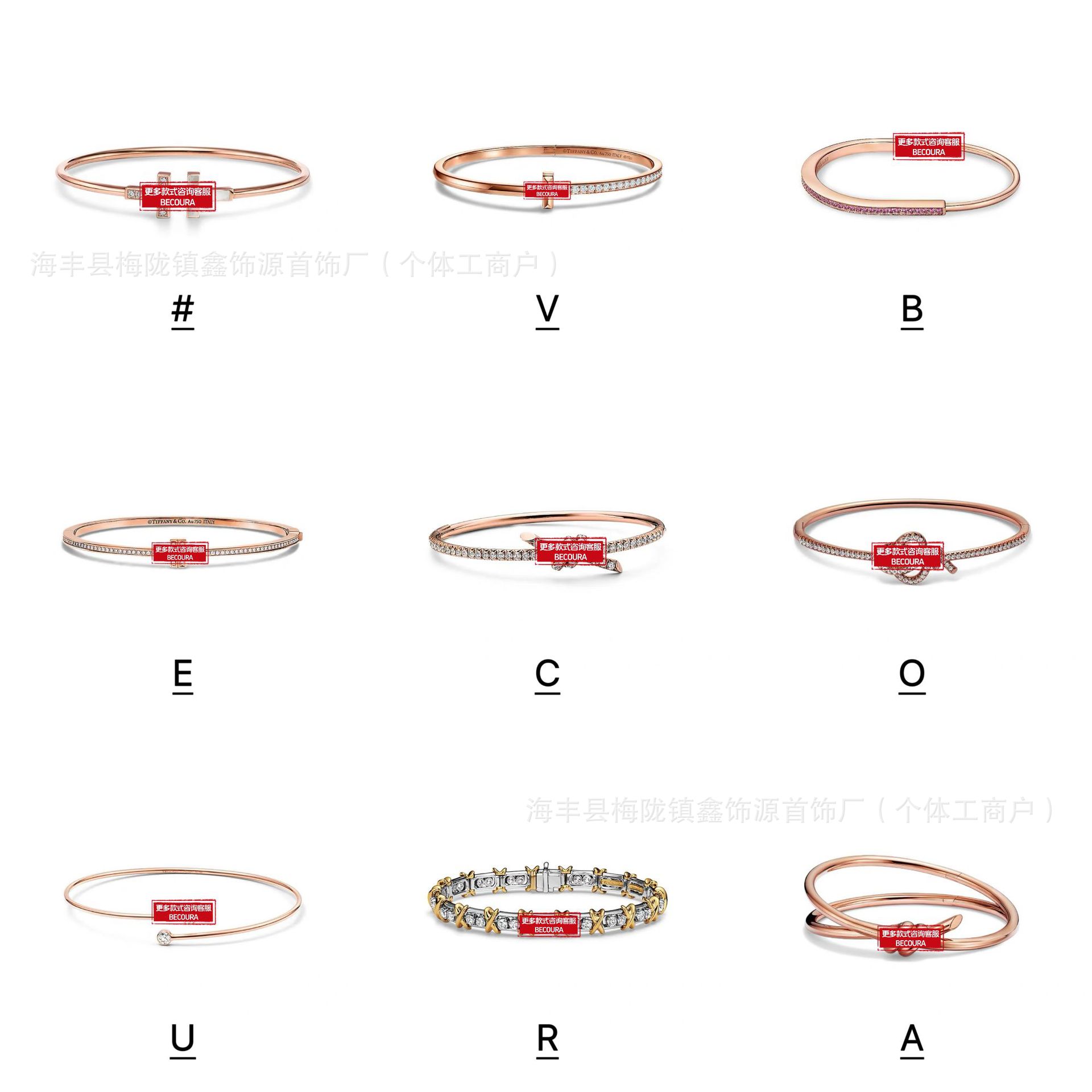 V金T家高版本半钻绳结knot手镯女双层扭结镶满钻爆款时尚高级手饰