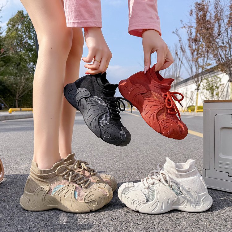 Cute and Quirky Sock-Style Sneakers for Women, 2026 Spring New Thick-Soled Fly-Knit Mesh Breathable Casual Shoes, Hiking and Running Shoes