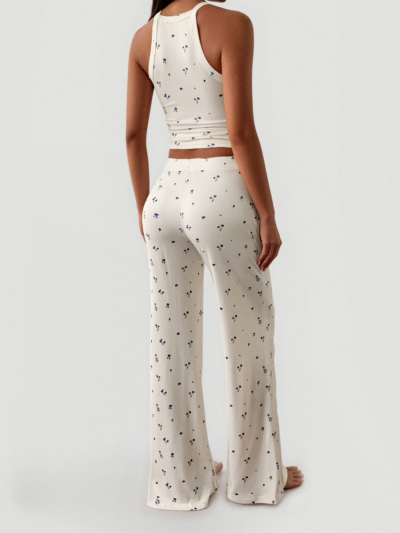 KAIKUO European And American Sports Style Camisole T-shirt Floral Long Pants Set Women's Clothing 2025 Autumn Winter_ecoleips.com
