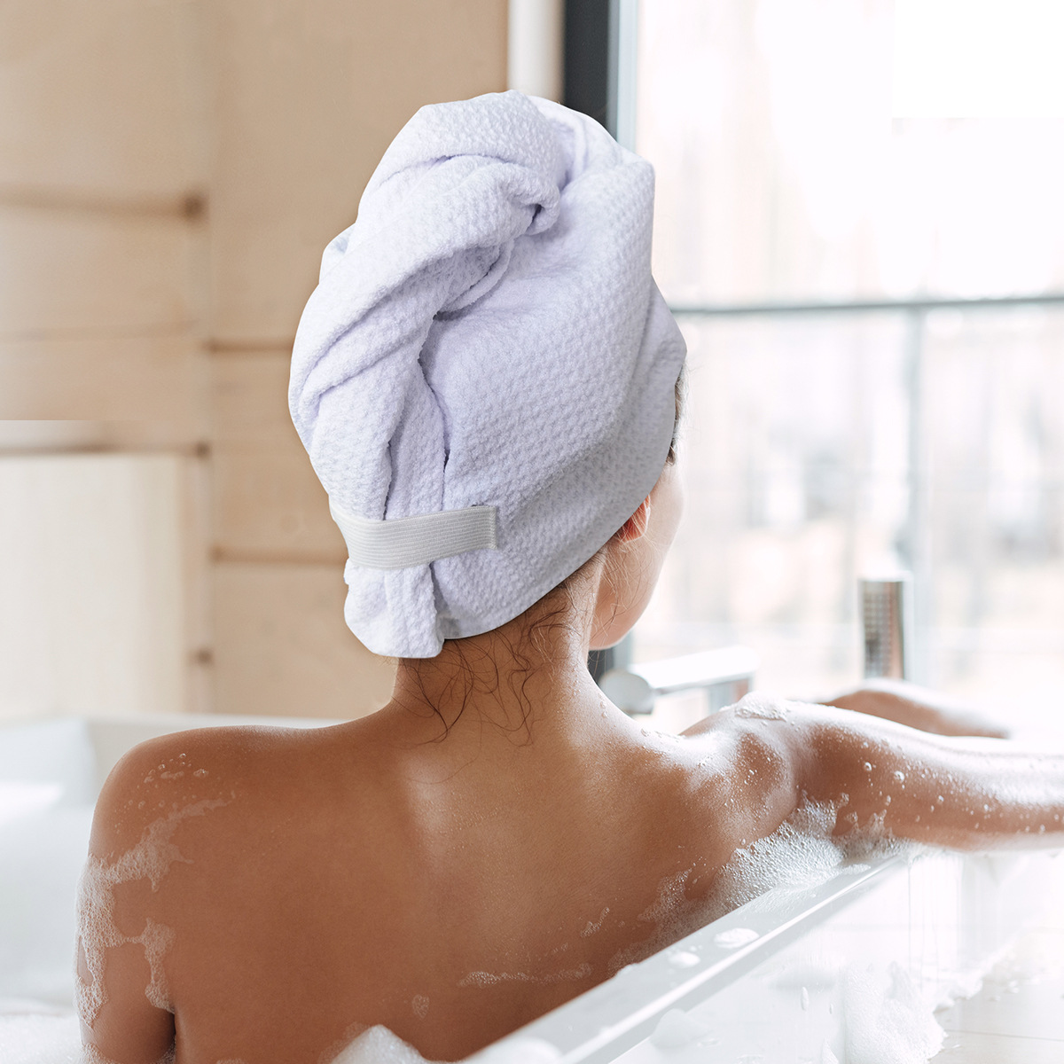 Amazon waffle transfronterizo gorro de secado del cabello súper absorbente bufanda de microfibra de secado rápido Toalla de secado del cabello gorro de ducha