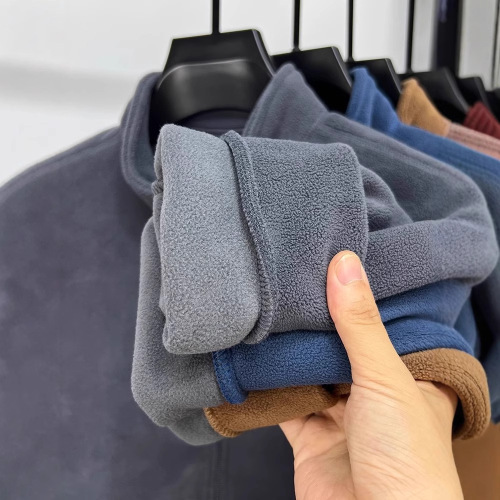 2025 Autumn/Winter Men's Collar Zipper Open Cardigan Jacket, Fall/Winter Men's Clothing, Thick Warm Fleece Pullover, Solid Color Jacket