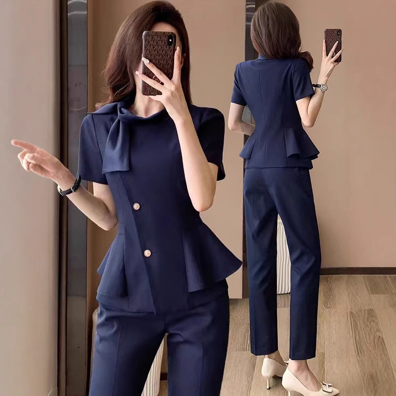 Professional Suit for Women in Summer, Classy Hotel Front Desk Reception Workwear, Beauty Salon Beautician Medical Beauty Workwear