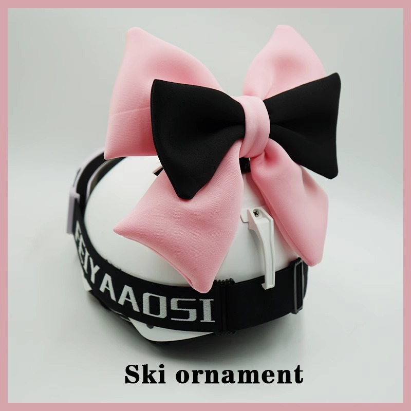 Ski Helmet, Snowboard Accessories, Motorcycle Riding Gear, 3D Cute Pink Black Bow