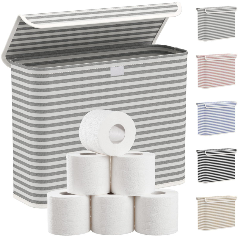 Cross-Border Simple Design New Fabric Storage Box, Striped Organizer Box for Daily Necessities, Foldable Storage Basket for Home Use