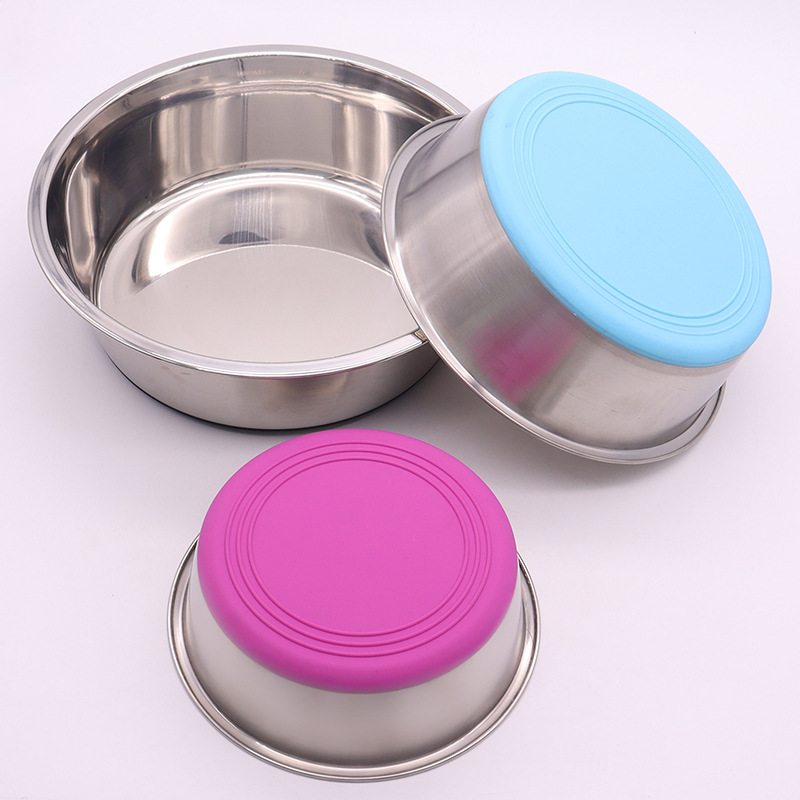 Pet dog food basin anti -overturning large stainless steel dog rice…