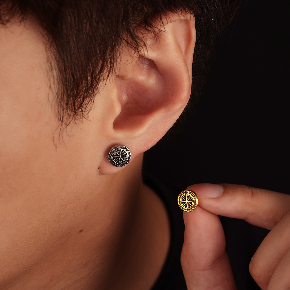 Cool Stud Earrings For Men Stainless Steel Minimalist Punk Style_voghion.com