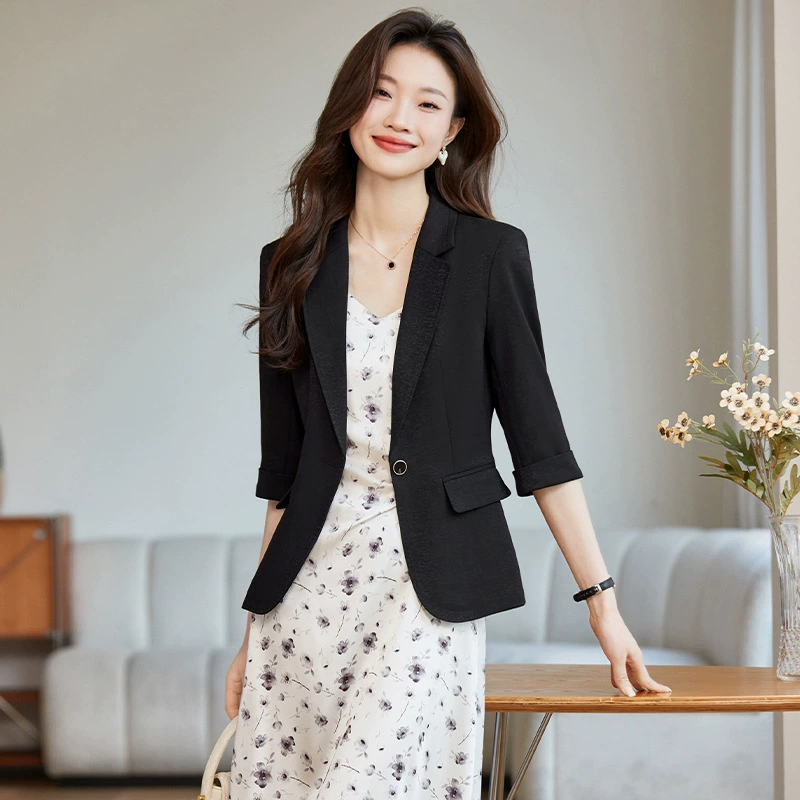 Apricot summer thin classic suit jacket, dress for leisure, set, for teenagers