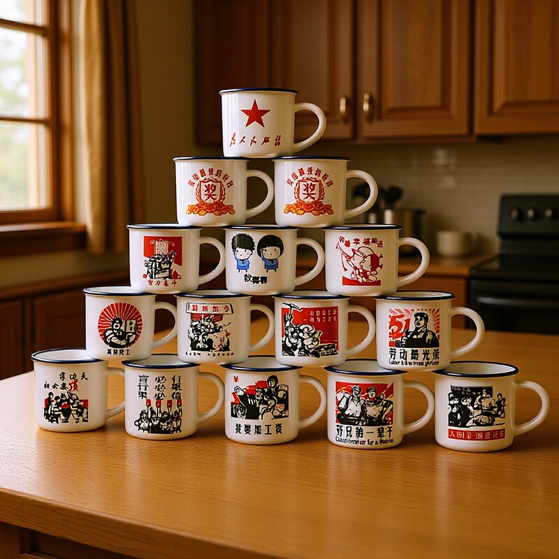 Ceramic Water Cup, Mug with Lid, Personalized Cup, Creative Office Cup, Classic Nostalgic Imitation Enamel Cup, Tea Mug