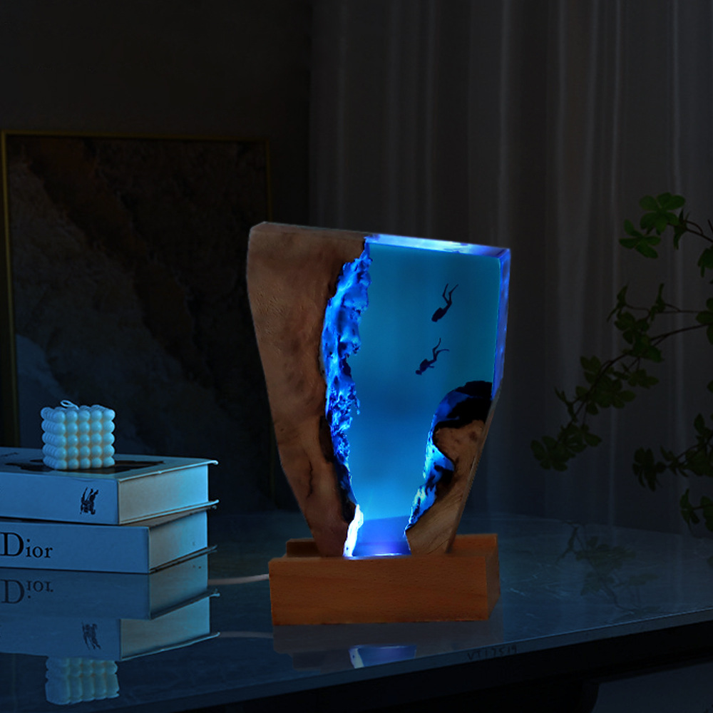 Diver Night Lights Scuba Diving Deep Sea Exploration Wooden Lights Free Diving Unique Decorative Gift Christmas Gift