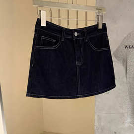 WGWE韩系复古高腰显瘦辣妹a字半身裙女春夏小个子防走光包臀短裙